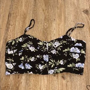 Black floral crop top